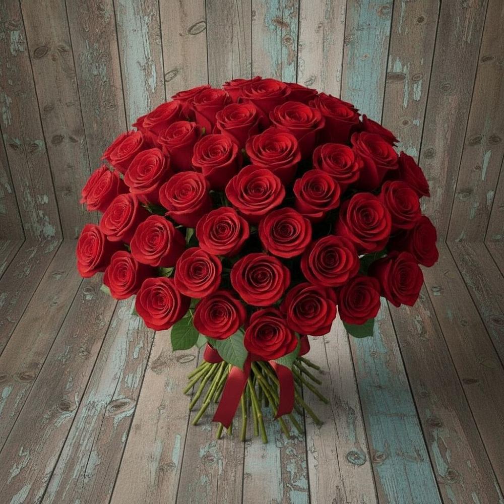 Букет 55 Красных роз Фридом в Змиёвке