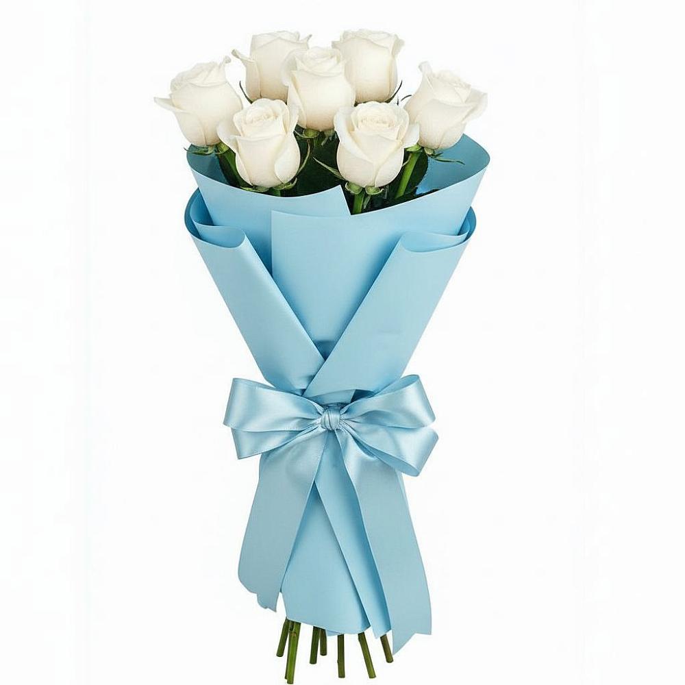 Букет 7 белых роз Проуд в Змиёвке