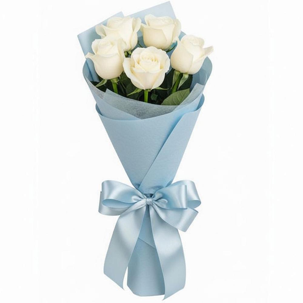 Букет 5 Белых роз Проуд в Змиёвке