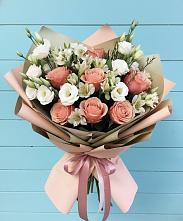 Букет цветов из:  Розы, Альстромерии и Лизиантусы в Змиёвке