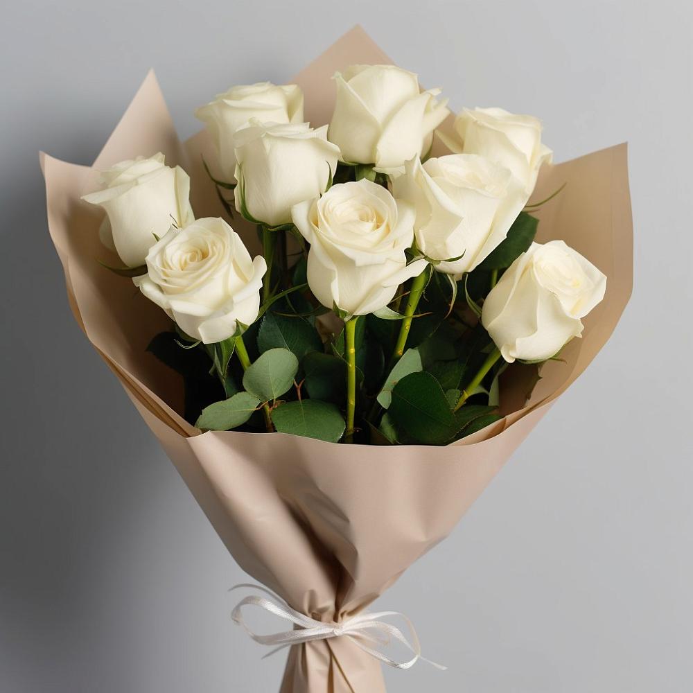 Букет 9 Белых роз Эдлесс Лав в Змиёвке