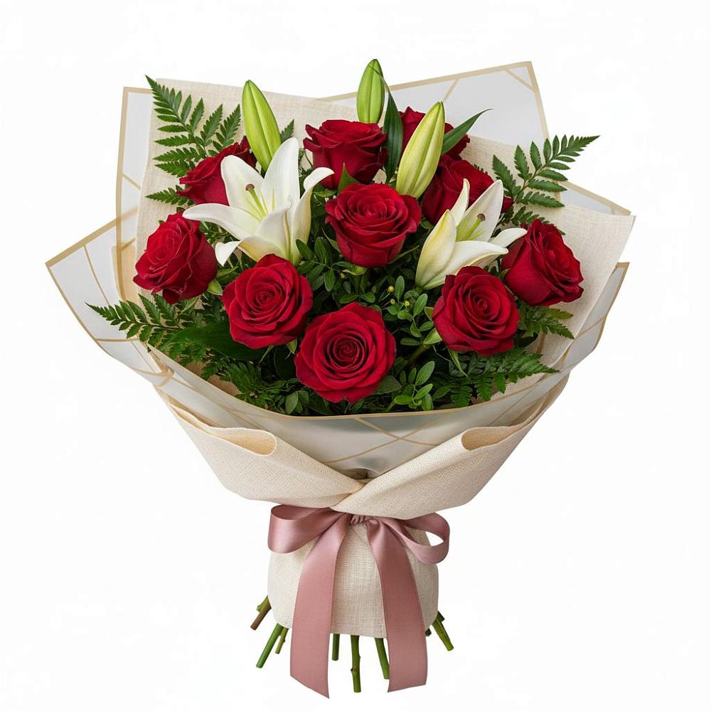 Букет цветов из: Лилии и Розы в Змиёвке