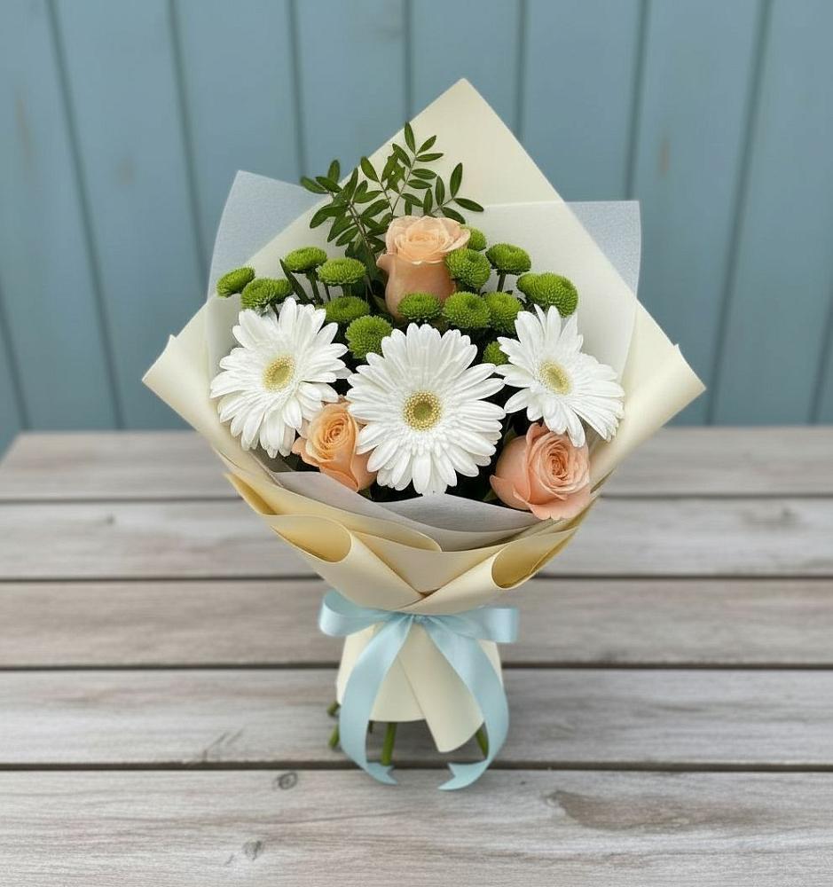 Букет цветов из: Герберы, Розы и Хризантемы в Змиёвке