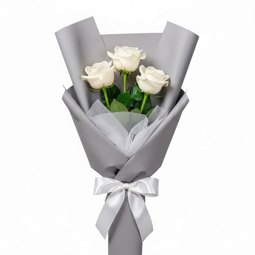 Букет 3 белые розы в Змиёвке