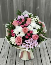 Букет цветов из:  Альстромерии, Гвоздики, Розы и Хризантемы в Змиёвке