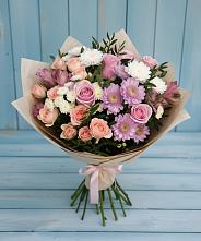 Букет цветов из:  Хризантемы, Розы и Альстромерии в Змиёвке