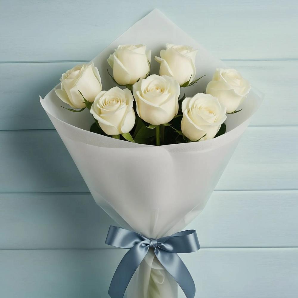 Букет 7 Белых роз Эдлесс Лав в Змиёвке